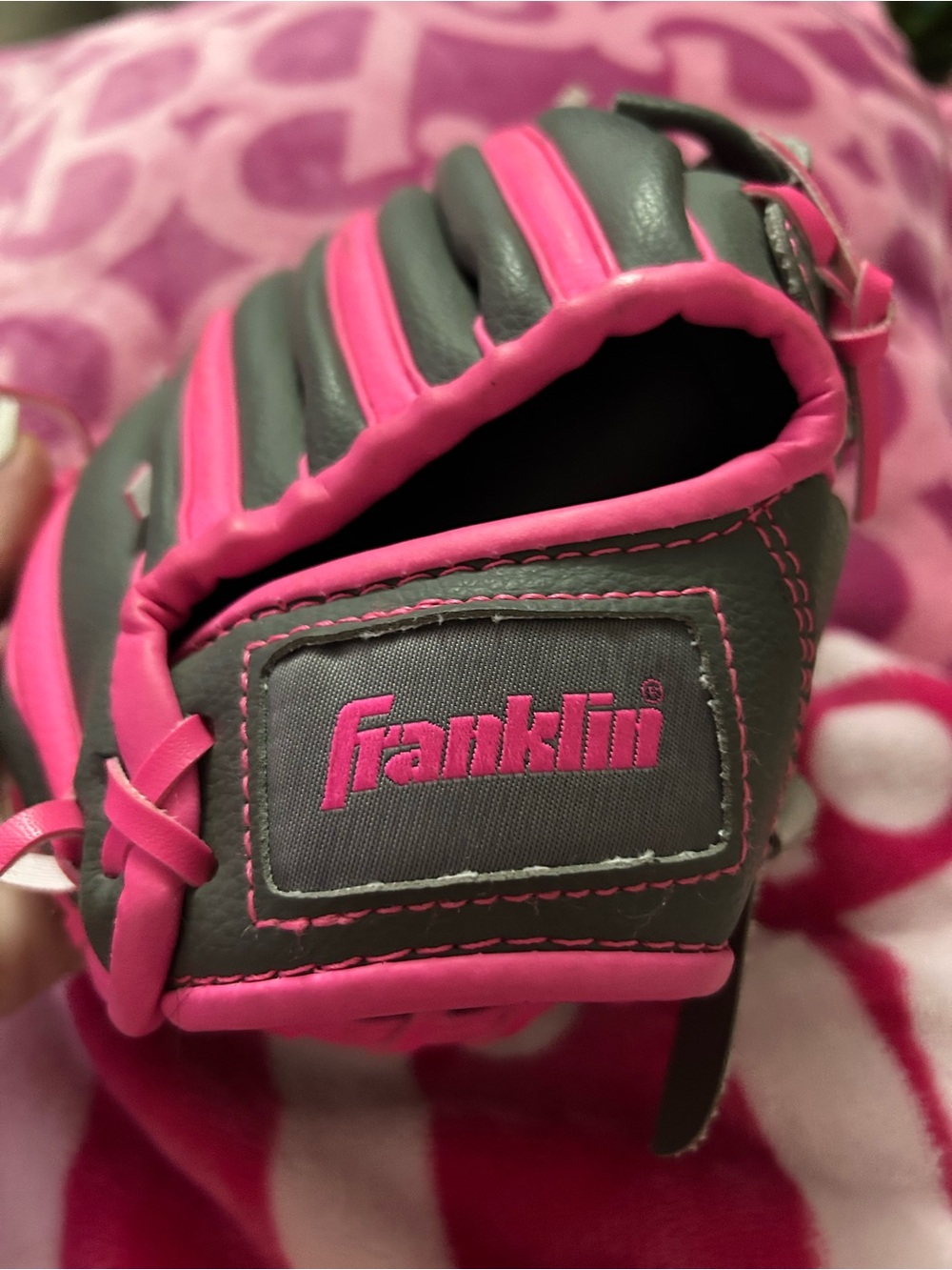 Franklin Gray and Pink Youth Baseball Glove